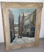 P. Alenco winters straatzicht, Antiek en Kunst, Kunst | Schilderijen | Klassiek, Ophalen