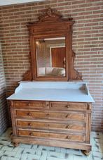 Prachtig antieke kaptafel spiegel en marmerblad Ladecommode, Ophalen, Zo goed als nieuw