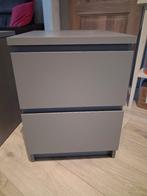 2 nachtkastjes MALM ikea grijs, Ophalen, Minder dan 45 cm, 55 tot 70 cm, Zo goed als nieuw