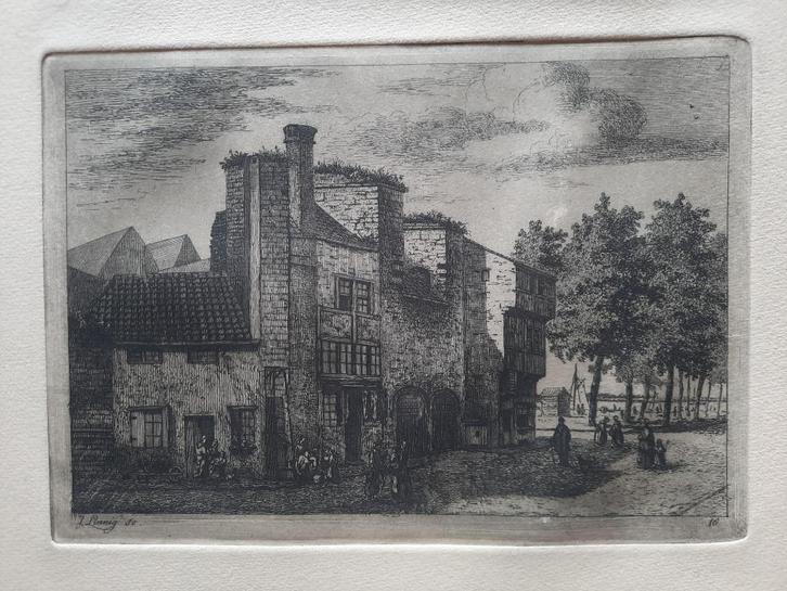 Ets 'Koor Sint-Walburgiskerk' van J. Linnig, Antiek en Kunst, Kunst | Etsen en Gravures, Ophalen of Verzenden