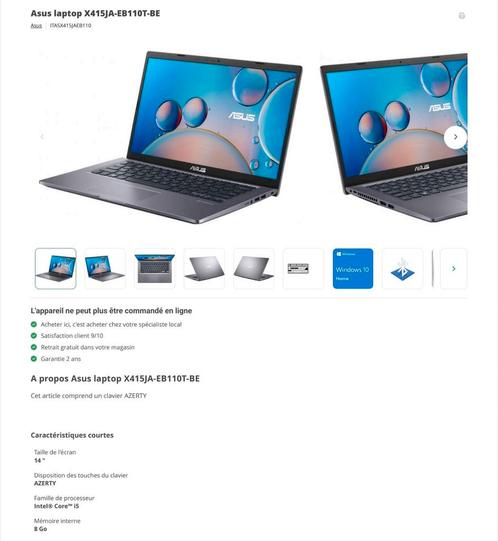 PC Notebook - ASUS Vivobook X415JA - EB110T, Informatique & Logiciels, Ordinateurs portables Windows