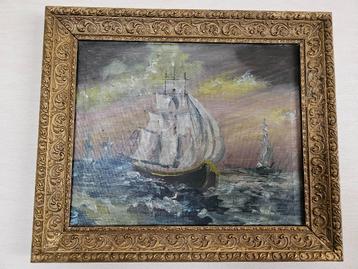 Schilderij 'Zeilschip op zee' met lijst beschikbaar voor biedingen