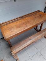 Vintage houten schoolbank lessenaar, Ophalen, Gebruikt