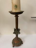 Antieke Koperen IHS Altaar Kandelaar., Enlèvement ou Envoi