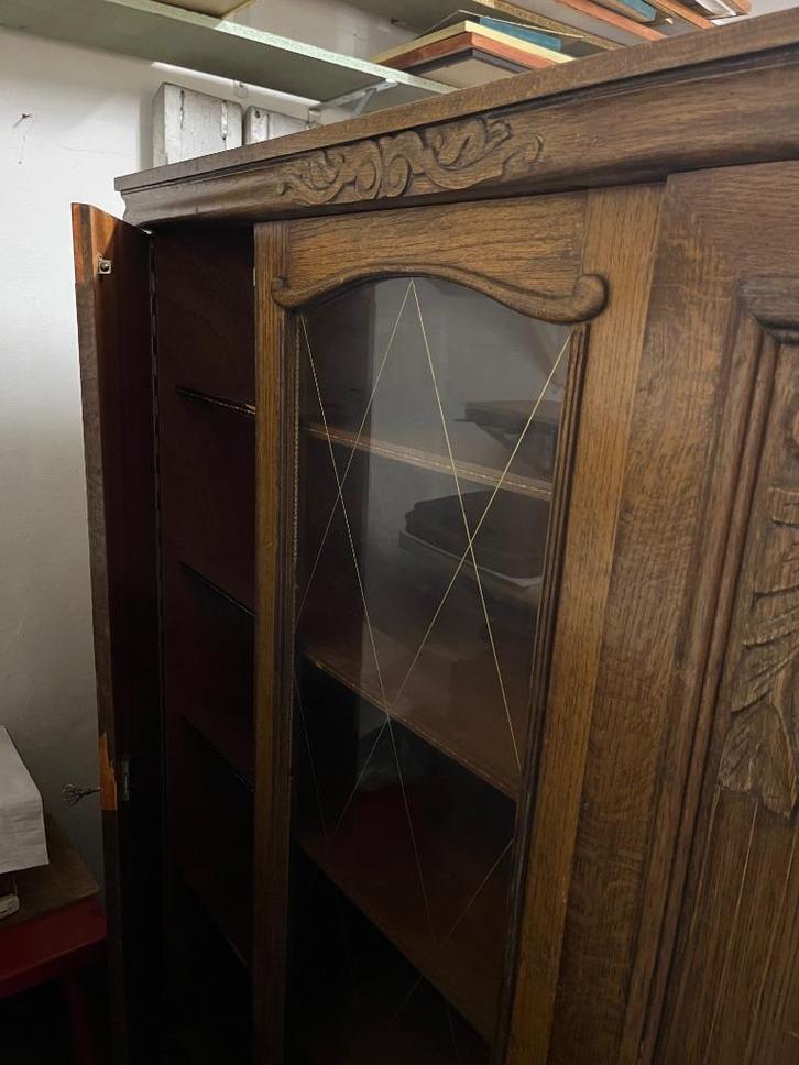 houten vitrine of boeken kast (130cm breed), Antiek en Kunst, Antiek | Meubels | Kasten, Ophalen