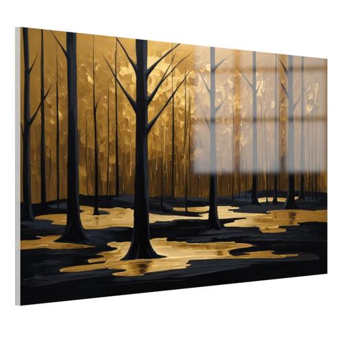 Forêt avec peinture dorée Peinture sur verre 105x70cm + Syst, Maison & Meubles, Accessoires pour la Maison | Peintures, Dessins & Photos