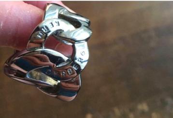 Bague chaîne Dyrberg Kern vintage couleur argent, Enlèvement ou Envoi, Fer ou Acier, Comme neuf, 17 à 18