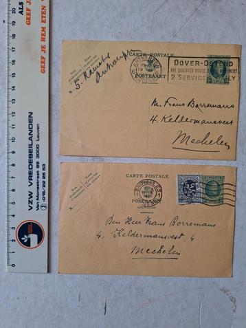 Twee postkaarten gericht aan Frans Borremans van Mechelen  beschikbaar voor biedingen