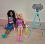 Barbie tent + accessoires + 2 barbiepoppen, Ophalen, Zo goed als nieuw