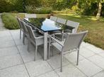 Tuintafel met 8 stoelen, Ophalen, Gebruikt, Aluminium, 8 zitplaatsen