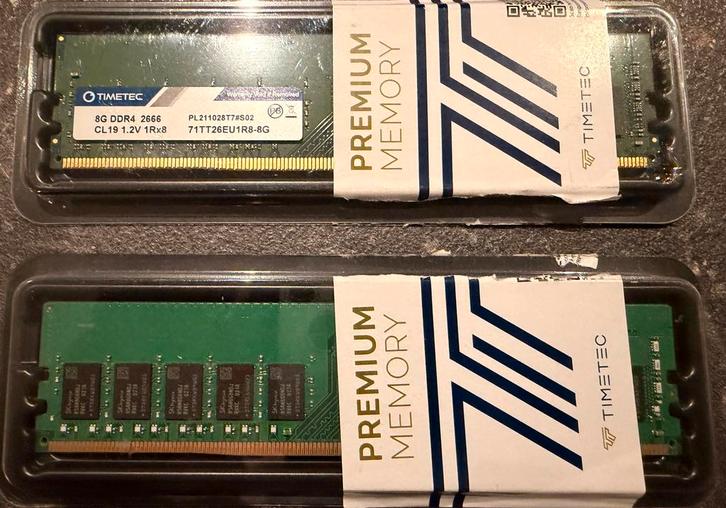 16Gb (2x8Gb) DDR4 2666Mhz ECC Unbuffered Server geheugen, Computers en Software, RAM geheugen, Zo goed als nieuw, Server, 16 GB