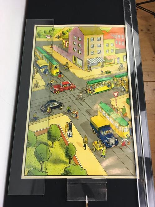 Vintage ESSO litho Poster - jaren '50 / '60, Verzamelen, Merken en Reclamevoorwerpen, Gebruikt, Reclamebord, Ophalen of Verzenden