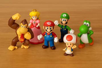 Set van 6 Super Mario-figuren (Mario, Luigi, Luigi, Toad, Pe beschikbaar voor biedingen