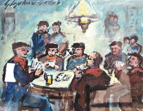 Stephan Gorus: De Kaartspelers, Antiek en Kunst, Kunst | Schilderijen | Klassiek, Ophalen of Verzenden