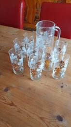 Decoratieve glazen kan met 8 waterglazen, Ophalen of Verzenden, Nieuw
