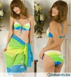 Miami Beach Ware - Wit/groene Bikini + Pareo - Maat L, Bikini, Envoi, Blanc, Neuf