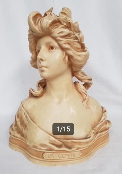 Buste Art Nouveau - Bloch - Theodoor Schoop., Antiquités & Art, Antiquités | Céramique & Poterie, Enlèvement ou Envoi