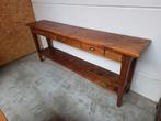 Mooie massief teakhouten sidetable/muurtafel 200cm, Ophalen, Gebruikt