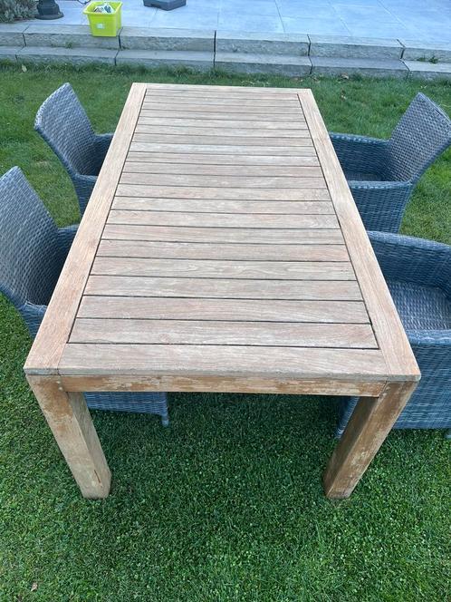 Tuintafel teak en gratis stoelen, Jardin & Terrasse, Tables de jardin, Enlèvement ou Envoi