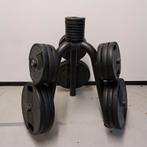 Technogym Olympische pu Gewichten schijven + Technogym rack, Sport en Fitness, Ophalen, Zo goed als nieuw