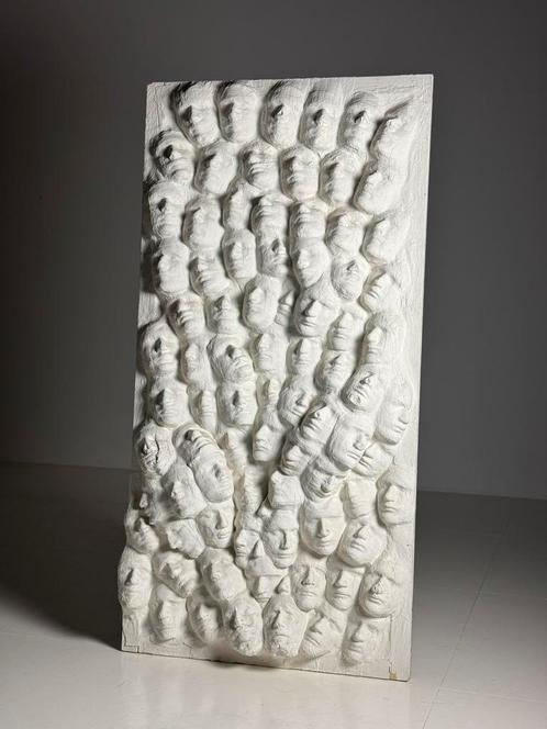 Frans kunstwerk wandpaneel 1950/1960 hoofden, Antiek en Kunst, Kunst | Schilderijen | Abstract, Ophalen