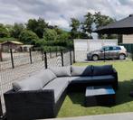 L - lounge met tafel en met kussens, Tuin en Terras, Ophalen, Kunststof, Loungeset, 8 zitplaatsen