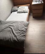 Eenpersoonsbed met nachtkastje, Huis en Inrichting, Slaapkamer | Bedden, Beige, 90 cm, Eenpersoons, Zo goed als nieuw