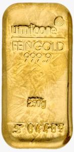 Goudstaaf Umicore 250 gram met certificaat  109 reviews, Ophalen, Goud