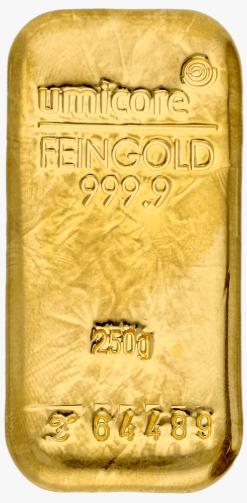 Goudstaaf Umicore 250 gram met certificaat  109 reviews, Postzegels en Munten, Edelmetalen en Baren, Goud, Ophalen