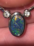 Amazing Opal triplet Sterling Silver Necklace with 2 zirkoni, Met edelsteen, Nieuw, Ophalen of Verzenden, Zilver