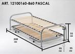Bed Pascal inclusief onderschuifbed grijs 90x200, Sommier à lattes, Comme neuf, Enlèvement, 180 cm ou plus