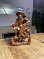 Balinese visser in hout, Antiek en Kunst, Ophalen
