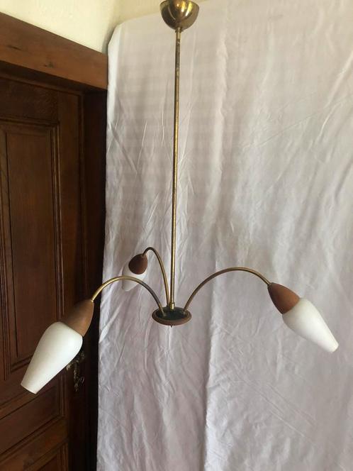 vintage elegante hanglamp 3 lichtpunten, Antiek en Kunst, Curiosa en Brocante, Ophalen of Verzenden