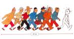 Kuifje 1986 ❖ POS 67 cm x 28 cm ❖ 8 outfits ~ Hergé, Verzamelen, Ophalen of Verzenden, Kuifje, Nieuw, Plaatje, Poster of Sticker