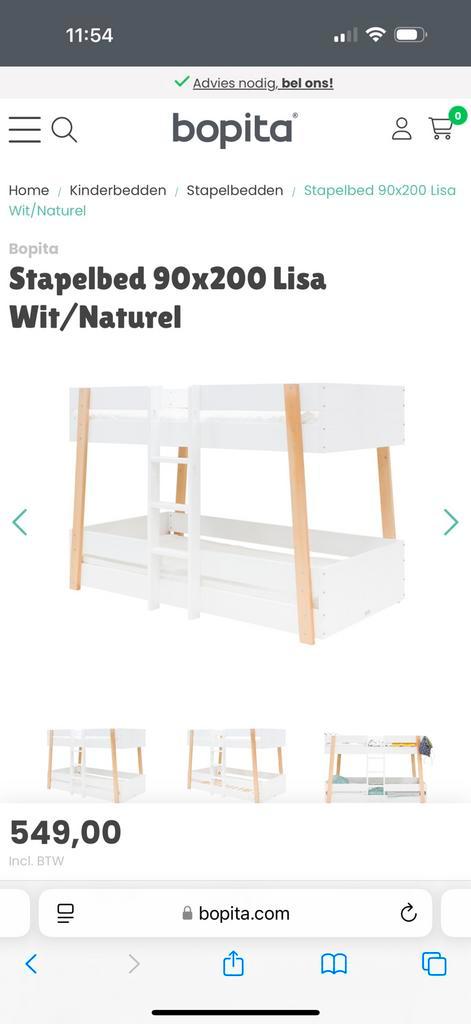 Halfhoog stapelbed Bopita Lisa, Kinderen en Baby's, Kinderkamer | Stapelbedden en Hoogslapers, Zo goed als nieuw, Stapelbed, Ophalen