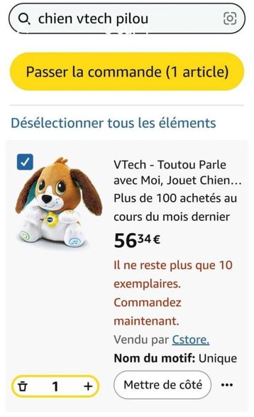 Chien Pilou vtech, parle et répète ce que l,enfant dit  beschikbaar voor biedingen