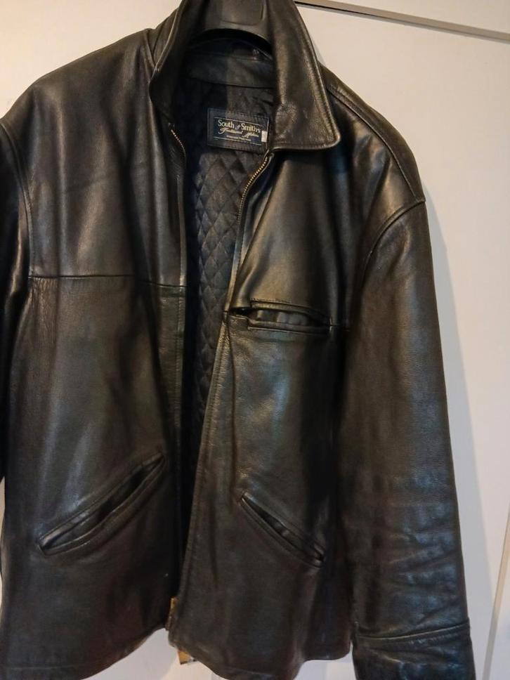 DONKERBLAUWE LEREN JAS VAN LAMSVLEES PRIJS 60 EUR, Kleding | Heren, Jassen | Winter, Blauw, Ophalen