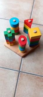 Plug-in sorteren houten puzzel blokjes 4 kleuren en 5 vormen, Ophalen of Verzenden, Nieuw