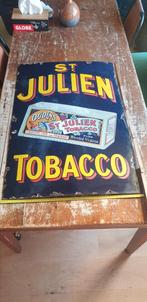 Grote originele geëmailleerde plaquette tabak St Julien, Verzamelen, Merken en Reclamevoorwerpen, Ophalen, Gebruikt
