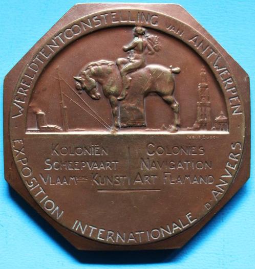 Bronzen Medaille ~~Wereldtentoonstelling van Antwerpen1930~~, Antiek en Kunst, Antiek | Brons en Koper, Brons, Ophalen of Verzenden