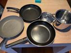 Braadpannen set, Huis en Inrichting, Aluminium, Ophalen of Verzenden, Zo goed als nieuw, Keramische plaat