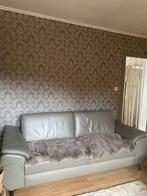 Hendel&Hazel Moderne mooie lederen taupe zetel Moet snel weg, Huis en Inrichting, Ophalen of Verzenden, Gebruikt