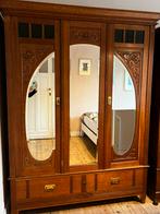 Penderie Art nouveau bois massif miroirs sculptures florales, Antiek en Kunst, Antiek | Meubels | Kasten, Ophalen