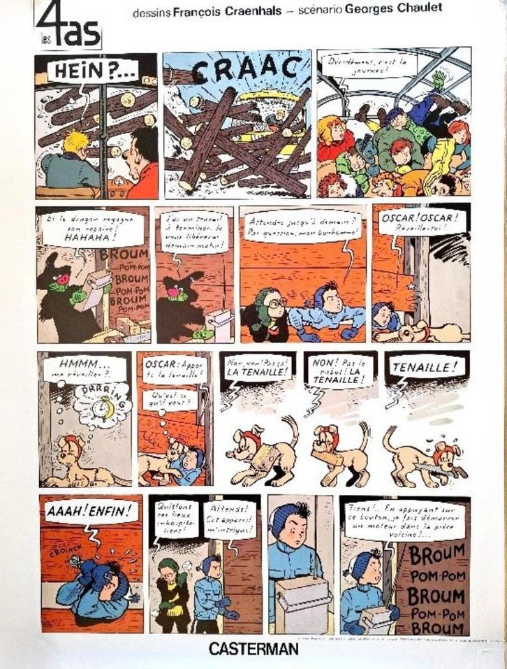 Les 4 AS ❖ Poster ❖ Craenhals ~ Format: 70cm x 50 cm, Verzamelen, Stripfiguren, Zo goed als nieuw, Plaatje, Poster of Sticker