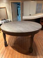 Ronde houten tafel, 6 pers., grijs geverfd, Huis en Inrichting, Ophalen, 150 tot 200 cm, Vijf personen of meer, 150 tot 200 cm