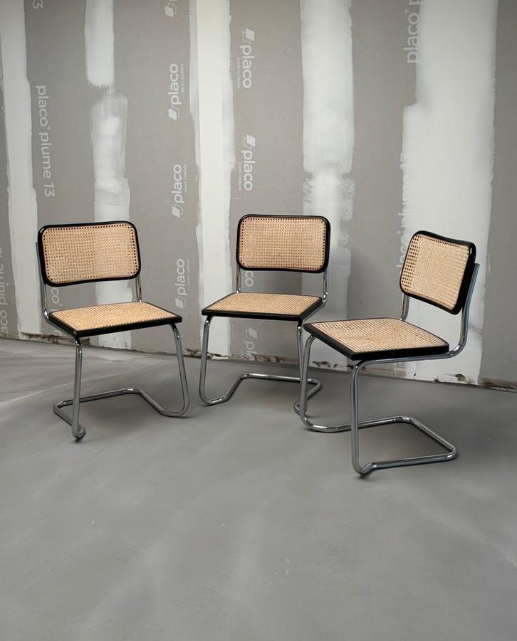 Chaises Cesca B 32 vintage, Maison & Meubles, Chaises, Utilisé, Trois, Bois, Métal, Osier ou Rotin, Noir, Enlèvement