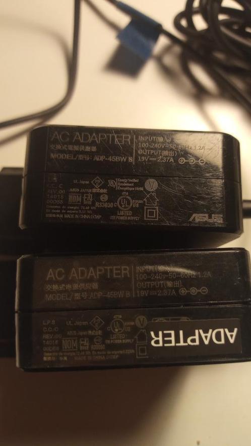 2 Adapters Asus Model ADP-45 BW B. Nieuw., Computers en Software, Laptop-opladers, Nieuw, Ophalen of Verzenden
