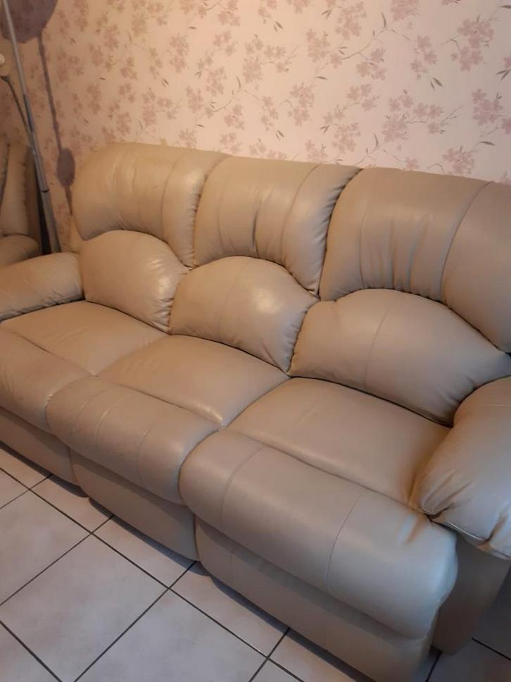 3 zit + 1 relax (handmatig), Huis en Inrichting, Zetels | Complete zithoeken, Gebruikt, Kunststof, Leer, Ophalen