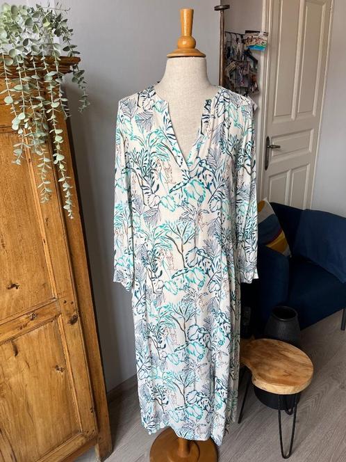 Zomerse, semi-transparante jurk River Woods mt 42, Kleding | Dames, Jurken, Zo goed als nieuw, Maat 38/40 (M), Wit, Onder de knie