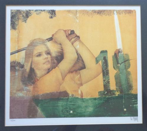 POL MARA  / GOLFSTER / KLEURLITHO / 43x46cm / KADER / SIG, Antiek en Kunst, Kunst | Litho's en Zeefdrukken, Ophalen of Verzenden